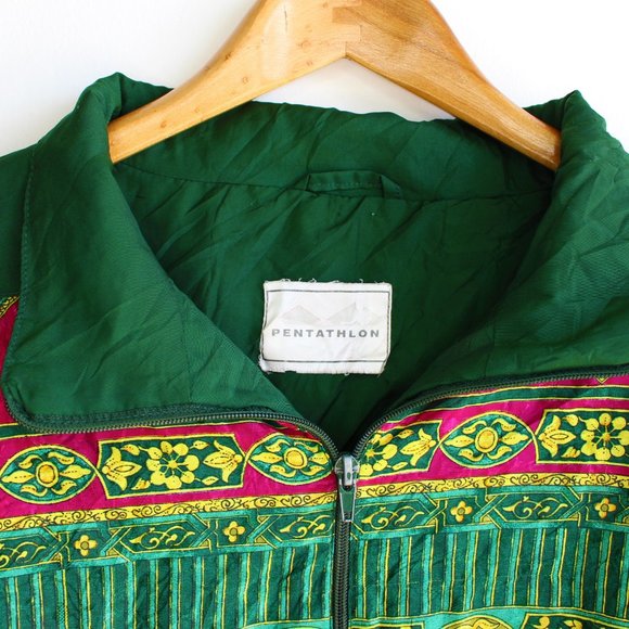 Vintage 80’ Green & Gold Flower Pattern Jacket - Picture 4 of 4